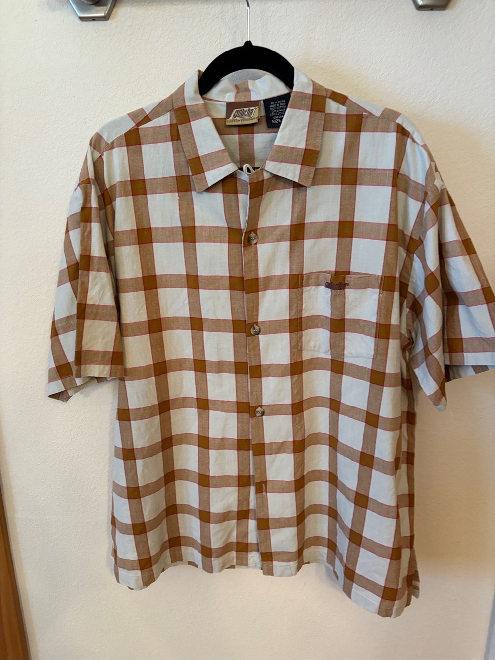 Vintage-Inspired Brown Plaid Short-Sleeve Shirt